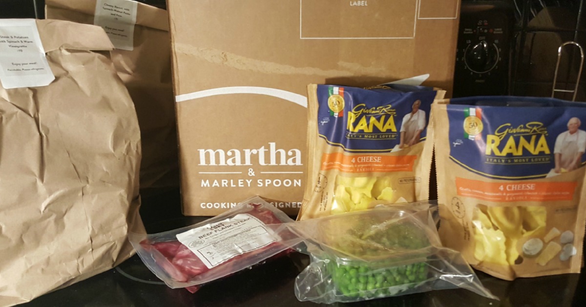 meal ingredients from Martha Stewart & Marley Spoon bags