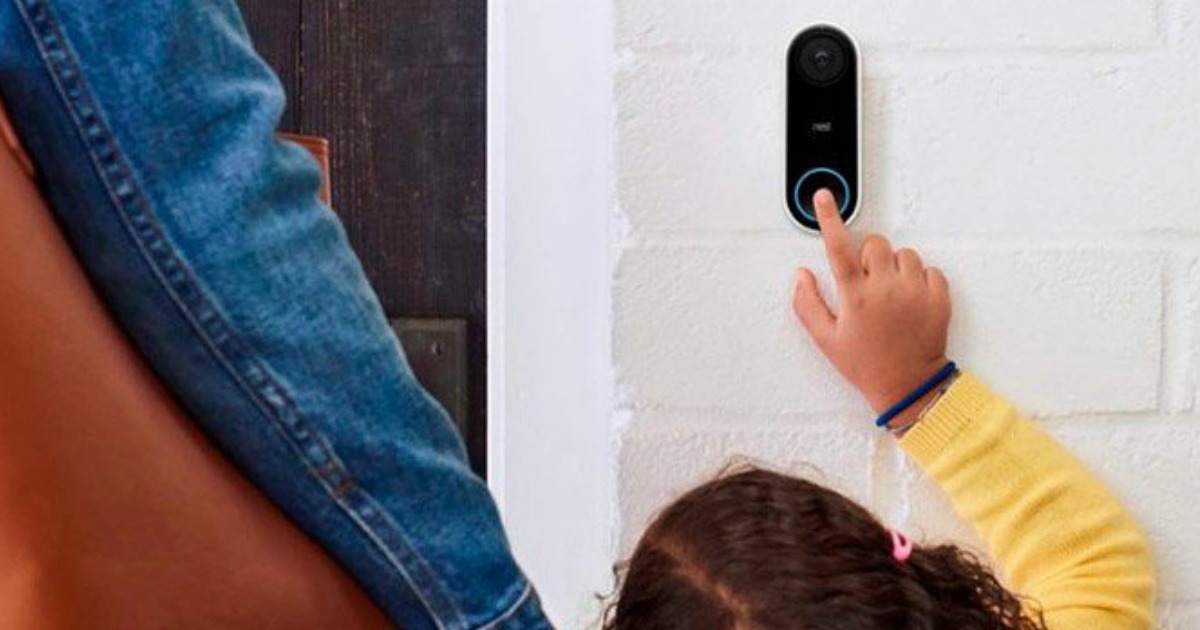 kid pressing Nest Hello Video Doorbell