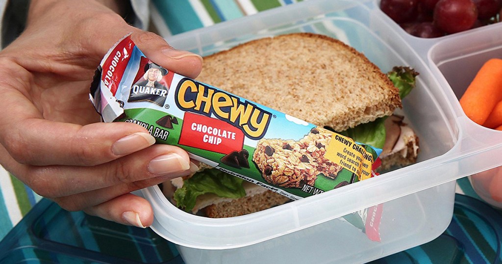 Chocolate chip Chewy bar going into a lunch