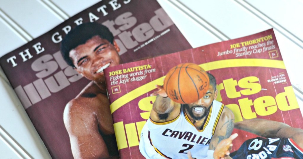 Sports Illustrated magazines on table