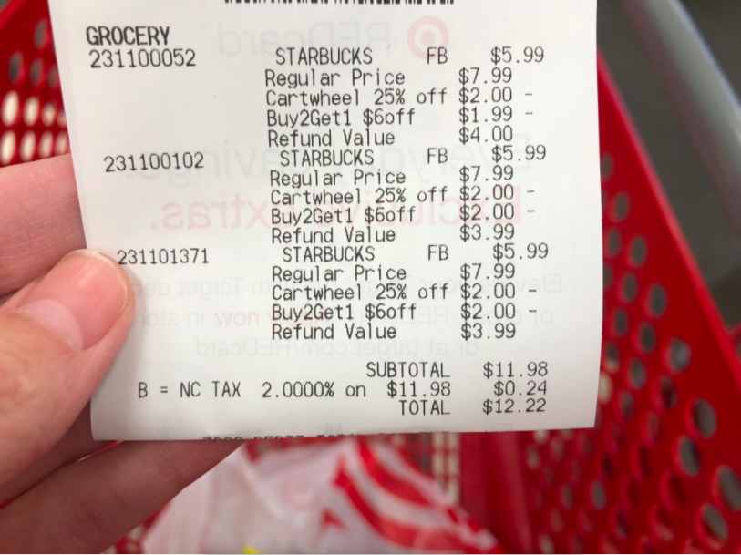 target starbucks coffee reciept