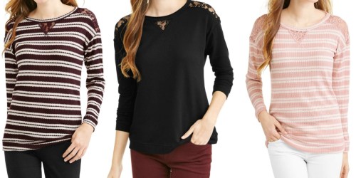 Walmart.online: Womens French Terry Long Sleeved Shirt Only $2 (Regularly $13)