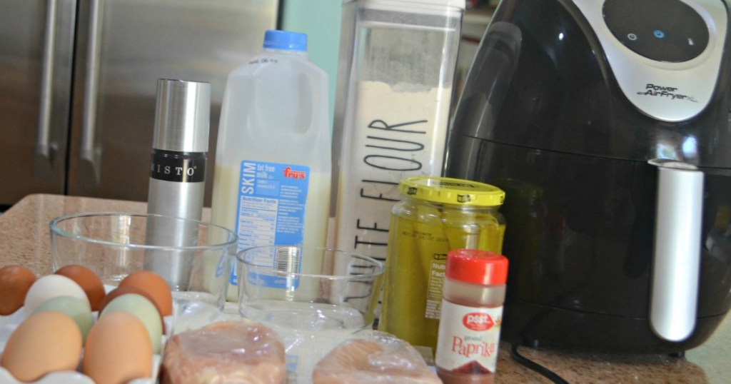 Ingredients on counter to make Copycat Chick-fil-A Nuggets