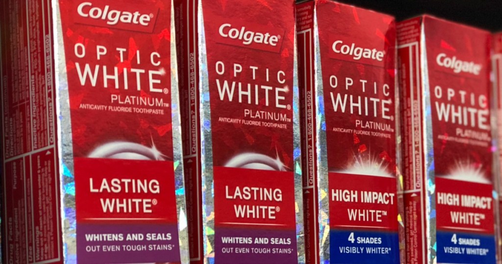 Colgate Optic White boxes