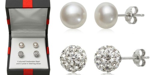 JCPenney.online: Cultured Pearl AND Crystal Sterling Silver Earrings Set Only $10 (Regularly $50)