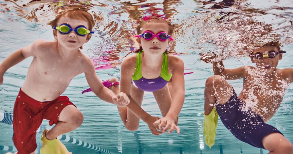 Speedo kids underwater in a swimming pool 