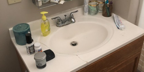 How I Transformed My Ugly Cracked Countertop For CHEAP