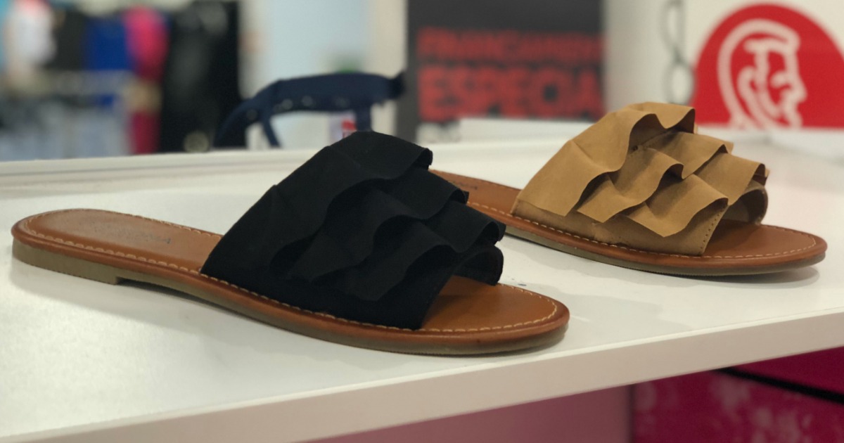 sandals on shelf at JCPenney