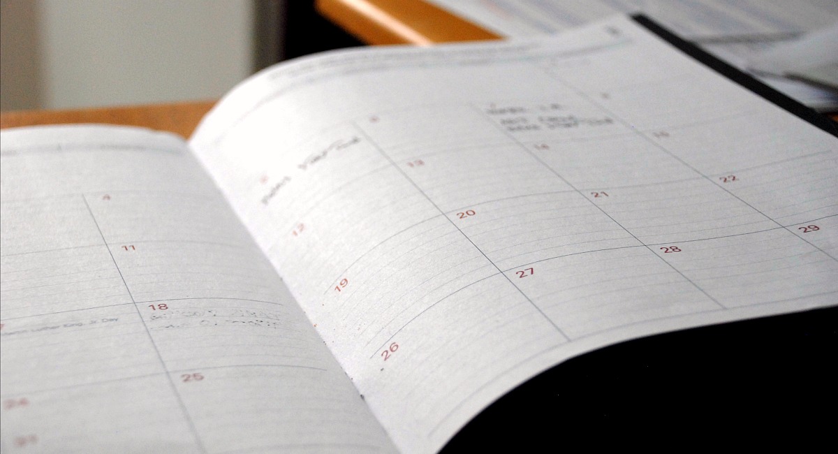 date book open to calendar