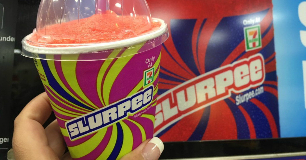 woman holding Slurpee