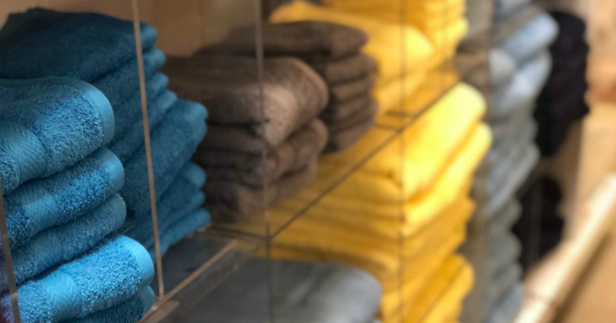 Tommy Hilfiger Towels on display shelf at Macy's