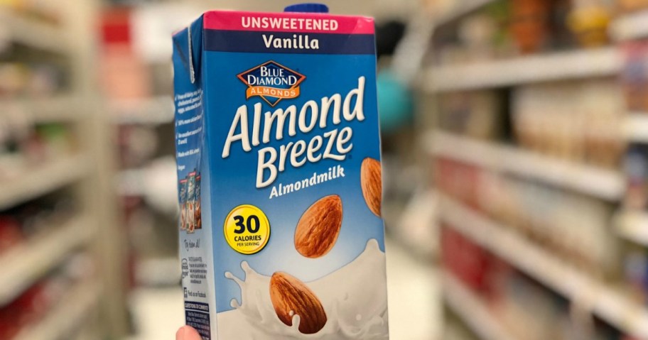 Almond Breeze Dairy Free Almondmilk 32oz in hand in store