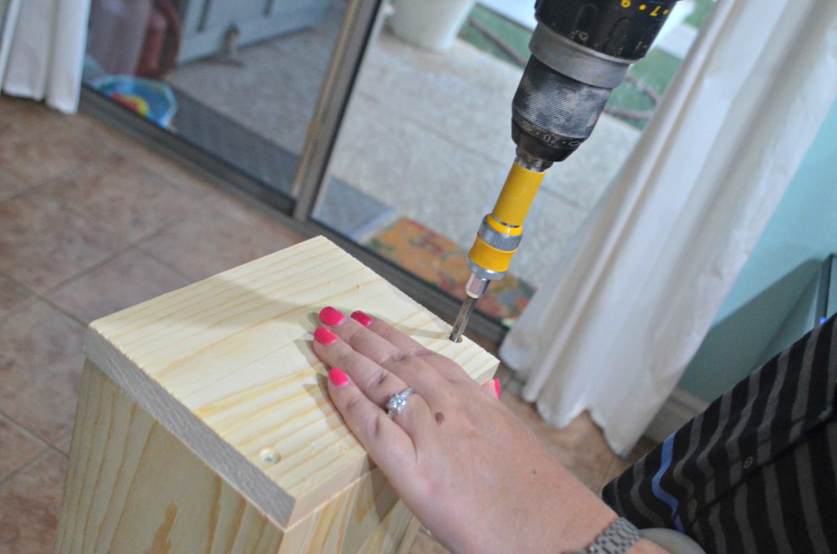 diy rustic farmhouse wood box centerpiece – putting the pieces in place