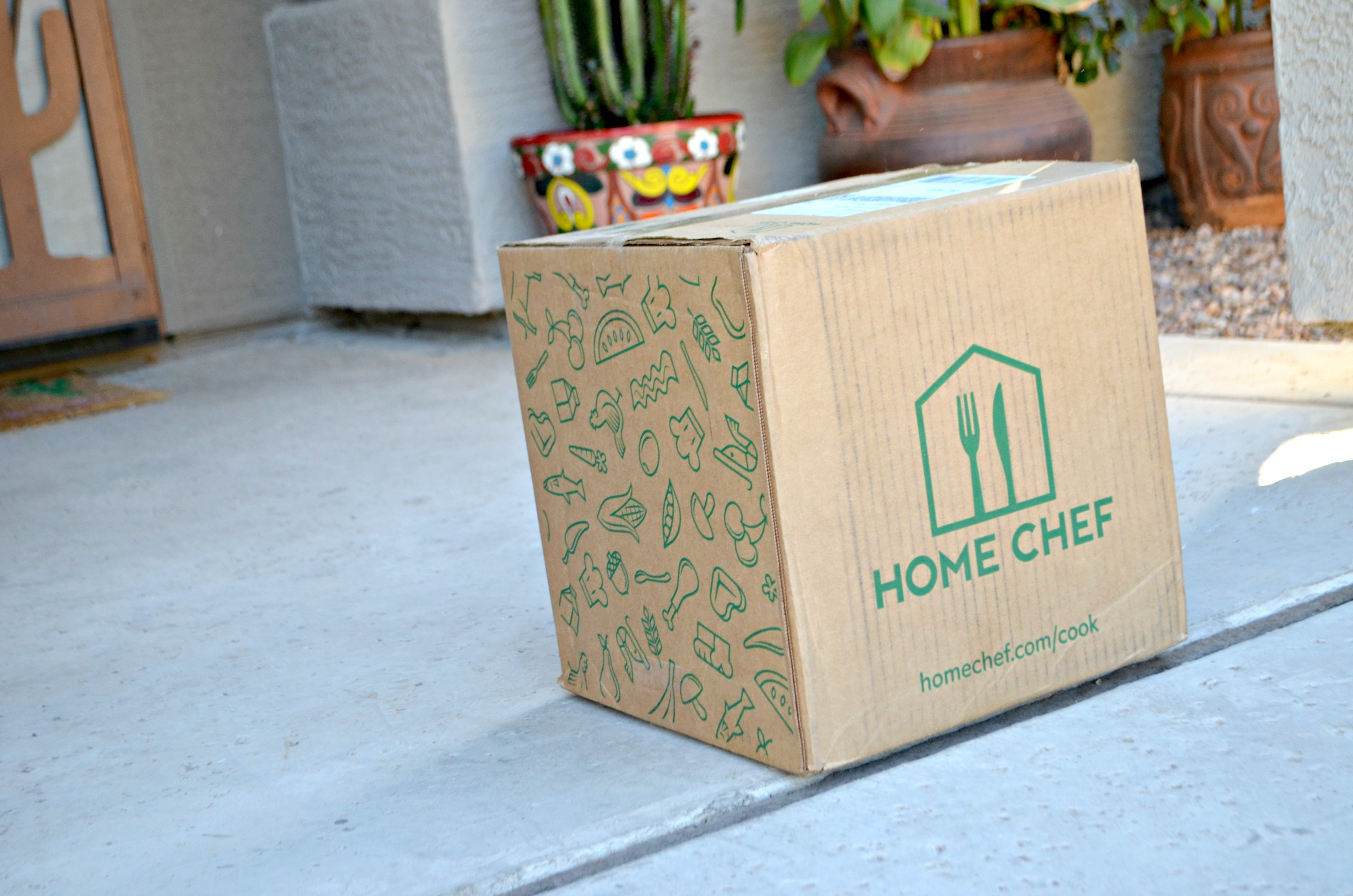 home chef deal | food box on porch