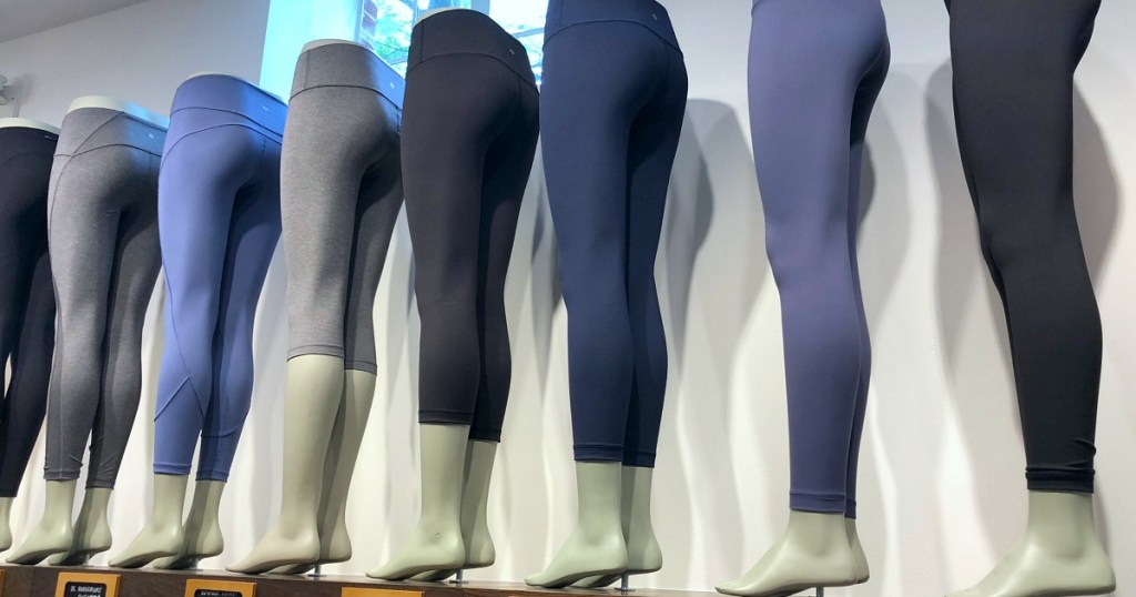 lululemon leggings on mannequin legs at store