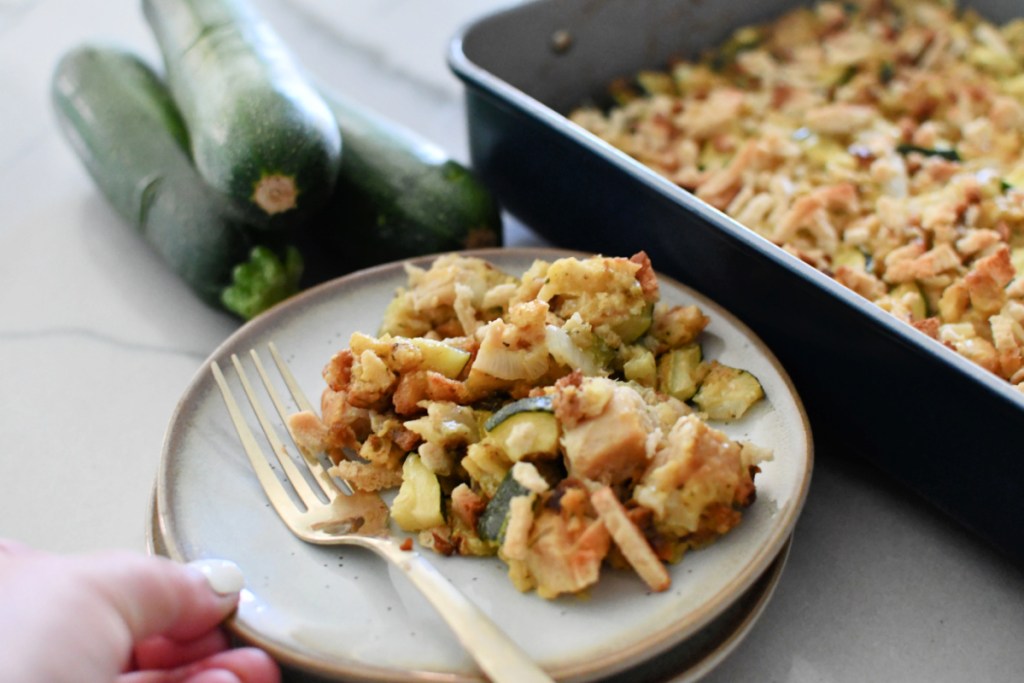 plate with zucchini casserole