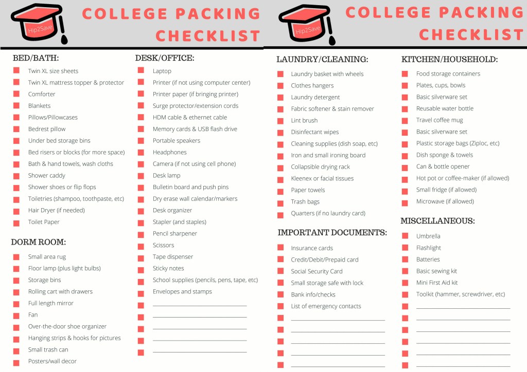 Get ready for college with this printable list!