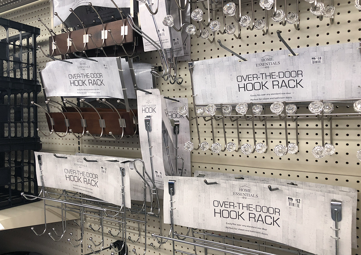 back-to-school college dorm shopping with big lots — decorative over the door hook racks