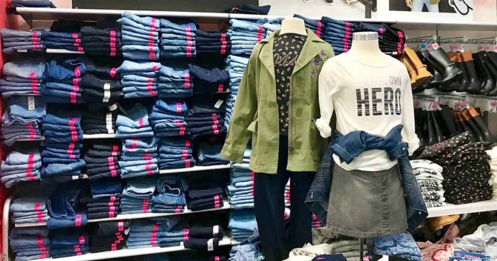 Wall of denim at The Children's Place