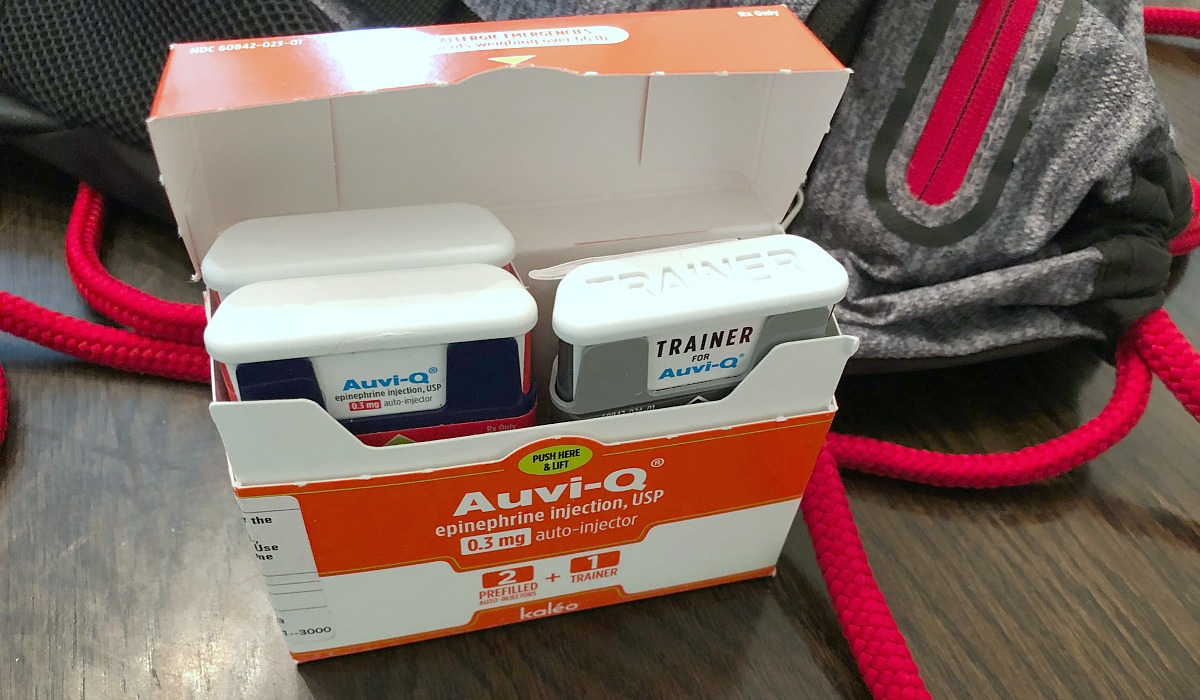 Have allergies? Get free EpiPens – Pictured, an auvi-q package open showing injections and trainer