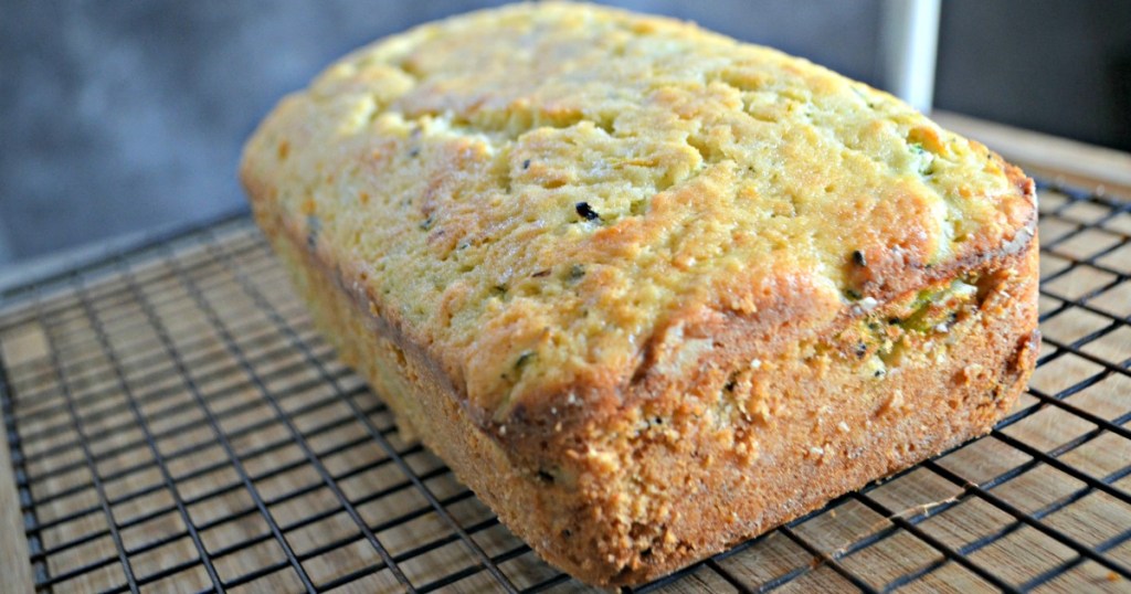 baked lemon zucchini bread loaf cooling