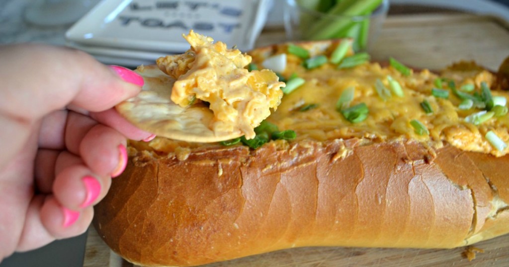  Buffalo Chicken Dip Stuffed Bread Bowl