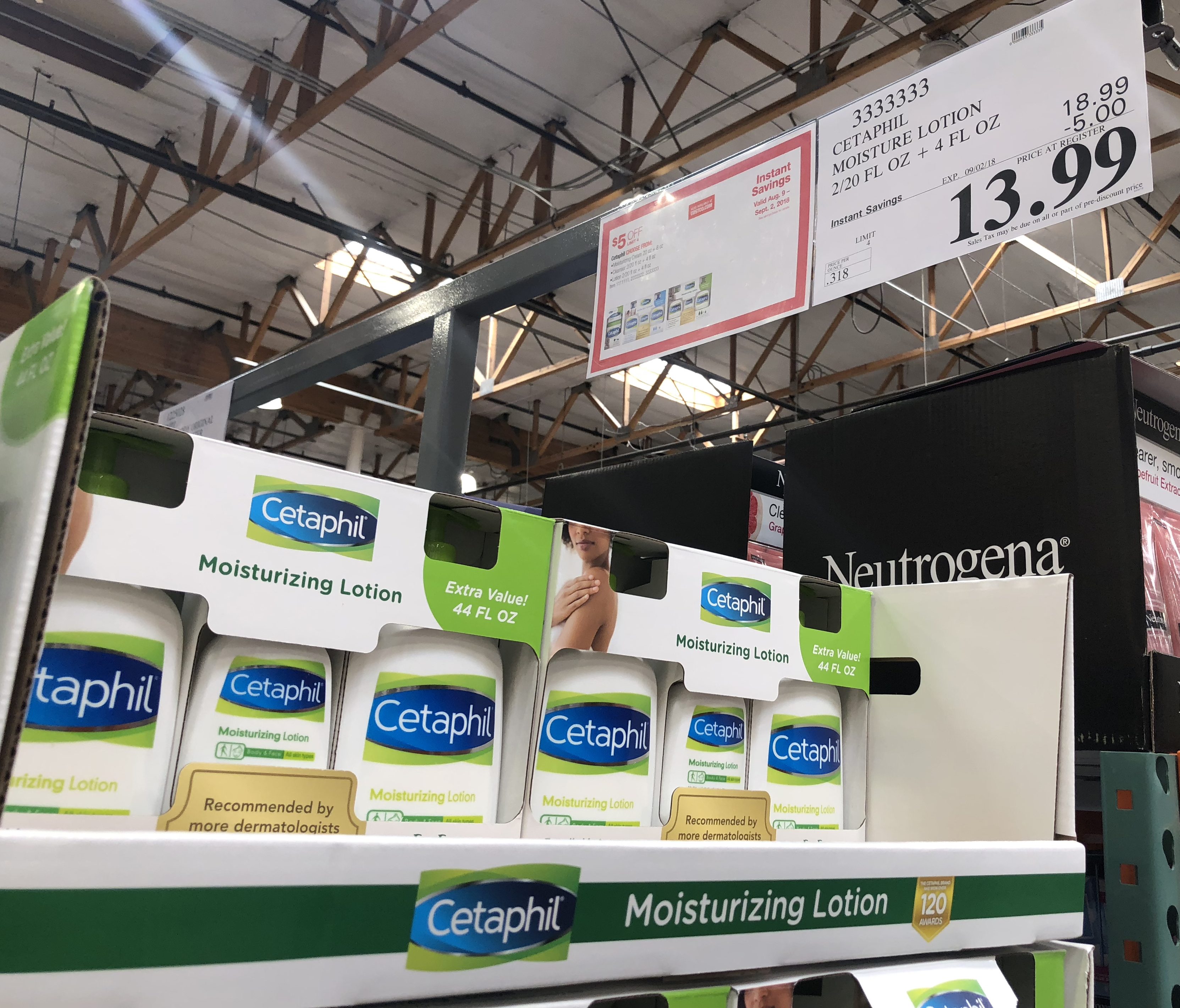 save on back-school snacks, ziploc, and charmin, at costco – cetaphil display