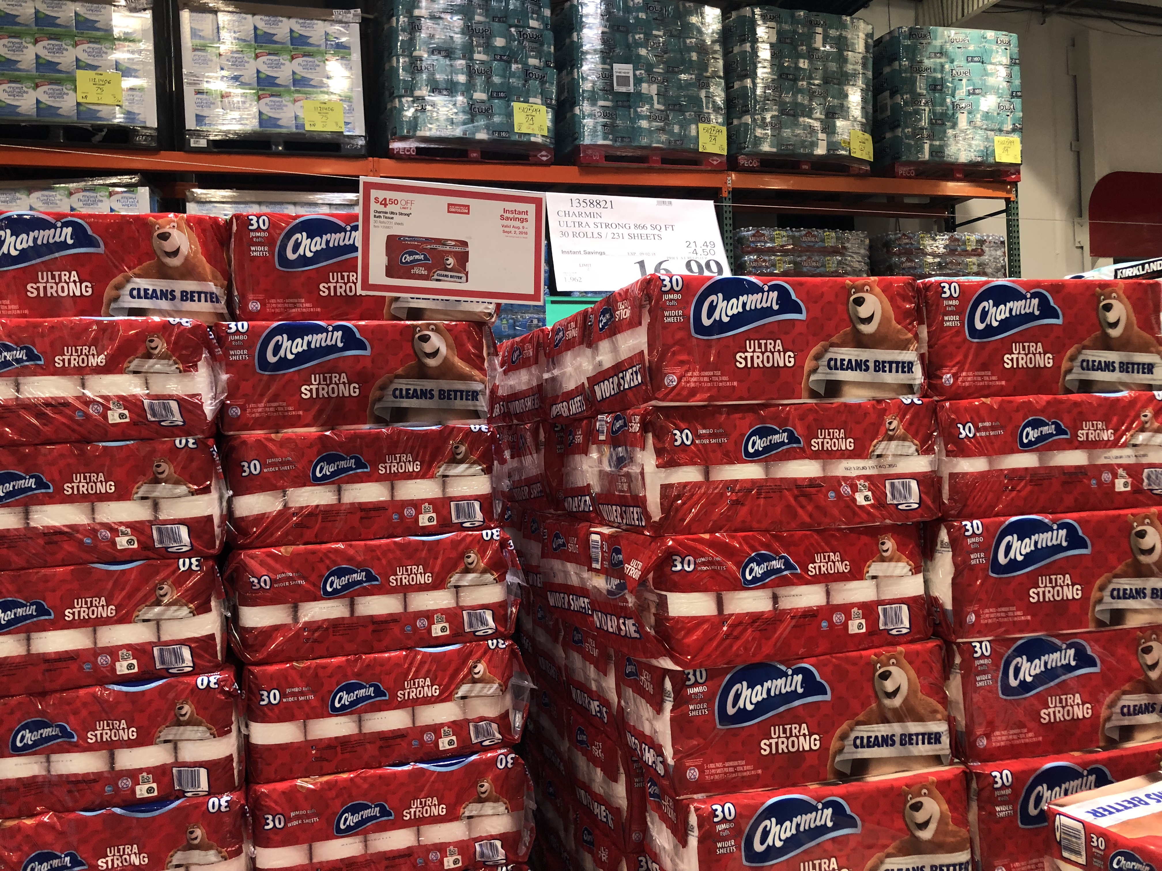 save on back-school snacks, ziploc, and charmin, at costco – Charmin display