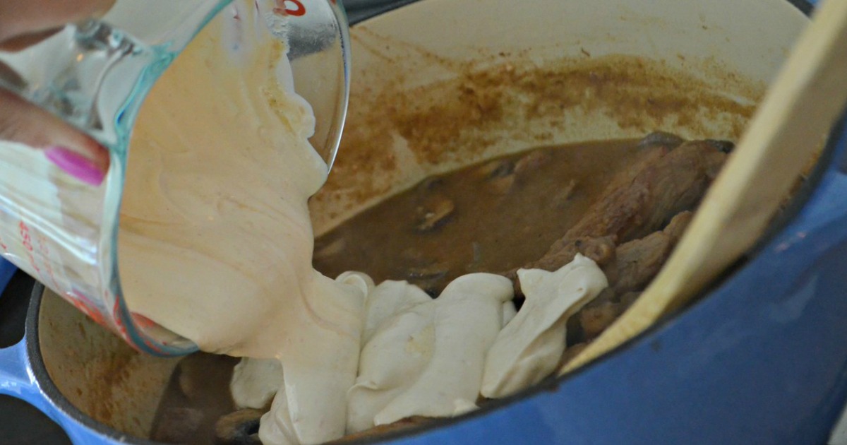 Adding Sour Cream to Classic Beef Stroganoff