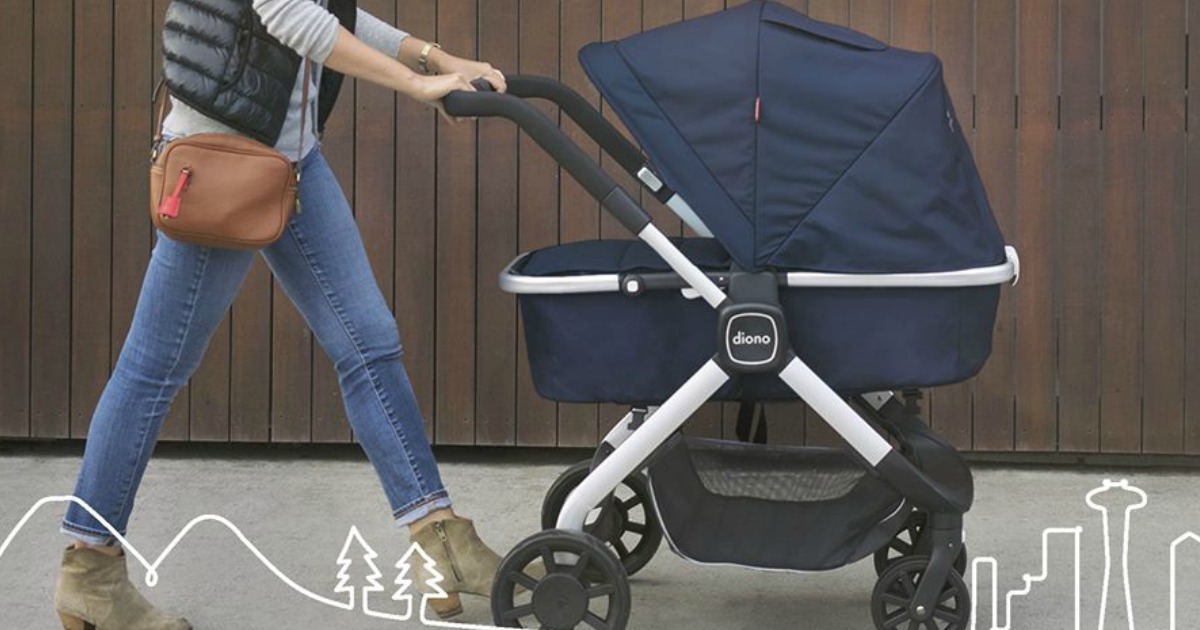 woman pushing Diono Quantum stroller