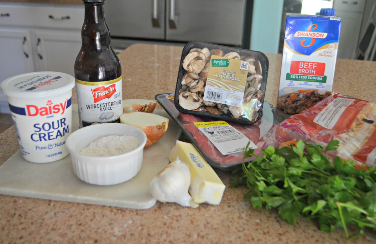 classic beef stroganoff is one of our favorite childhood recipes – the ingredients on the counter