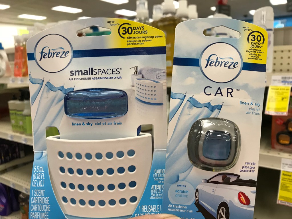 febreze small spaces and car vent air fresheners in store