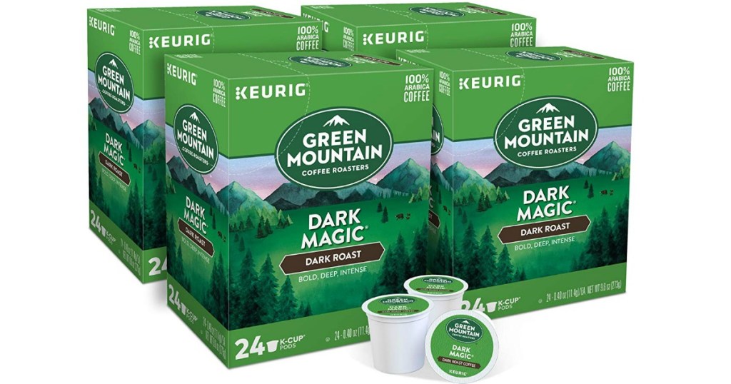 two boxes of green mountain dark magic k cups