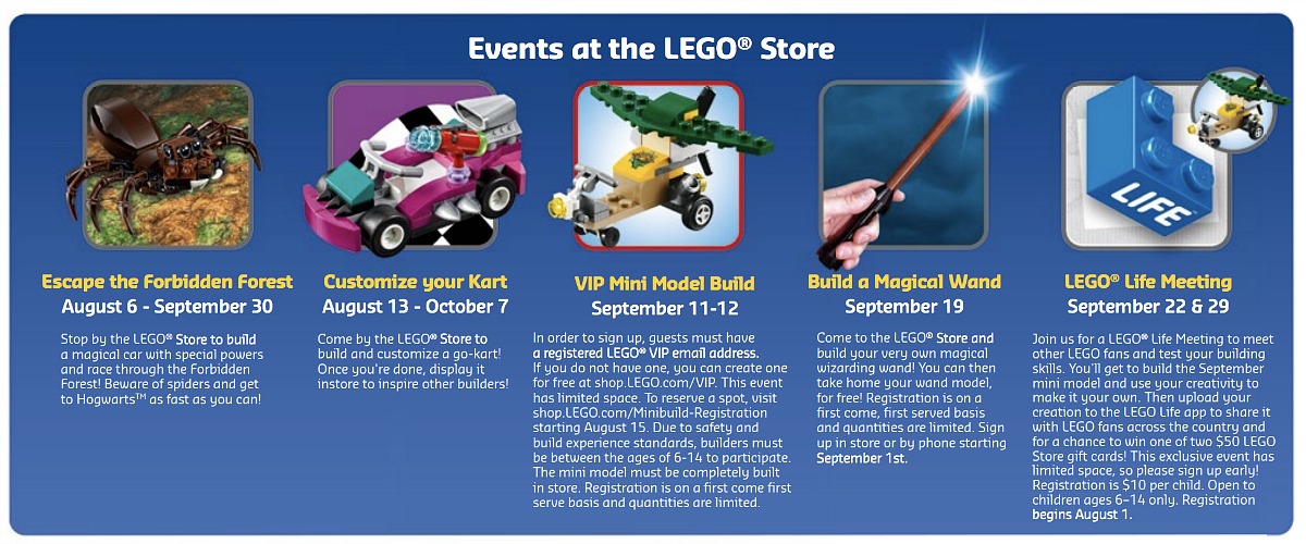 places for free fun fall activities — fall lego store events from calendar