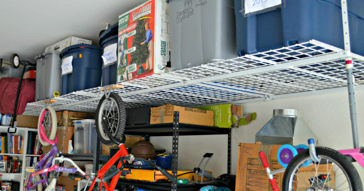 National Garage Sale Day - Garage with shelving for storage