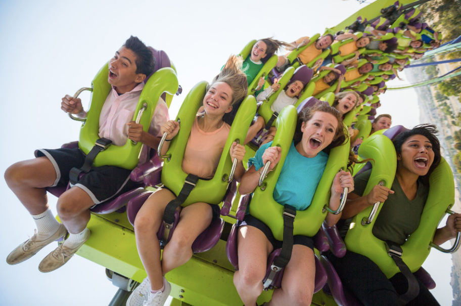 People on a roller coaster