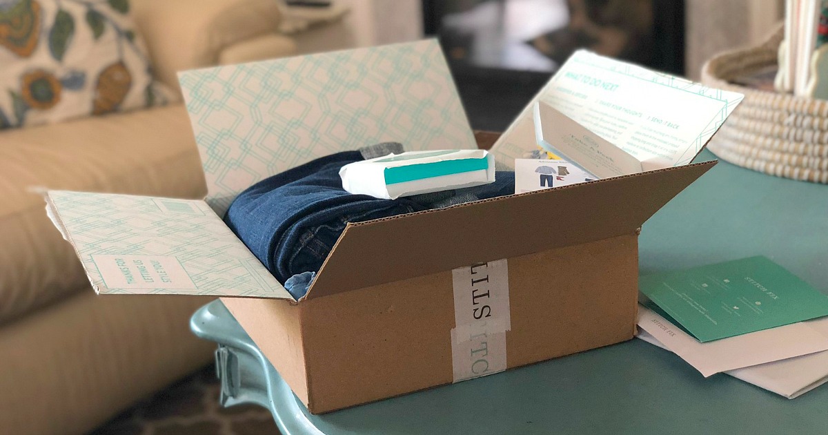 stitch fix box opened on table for my review