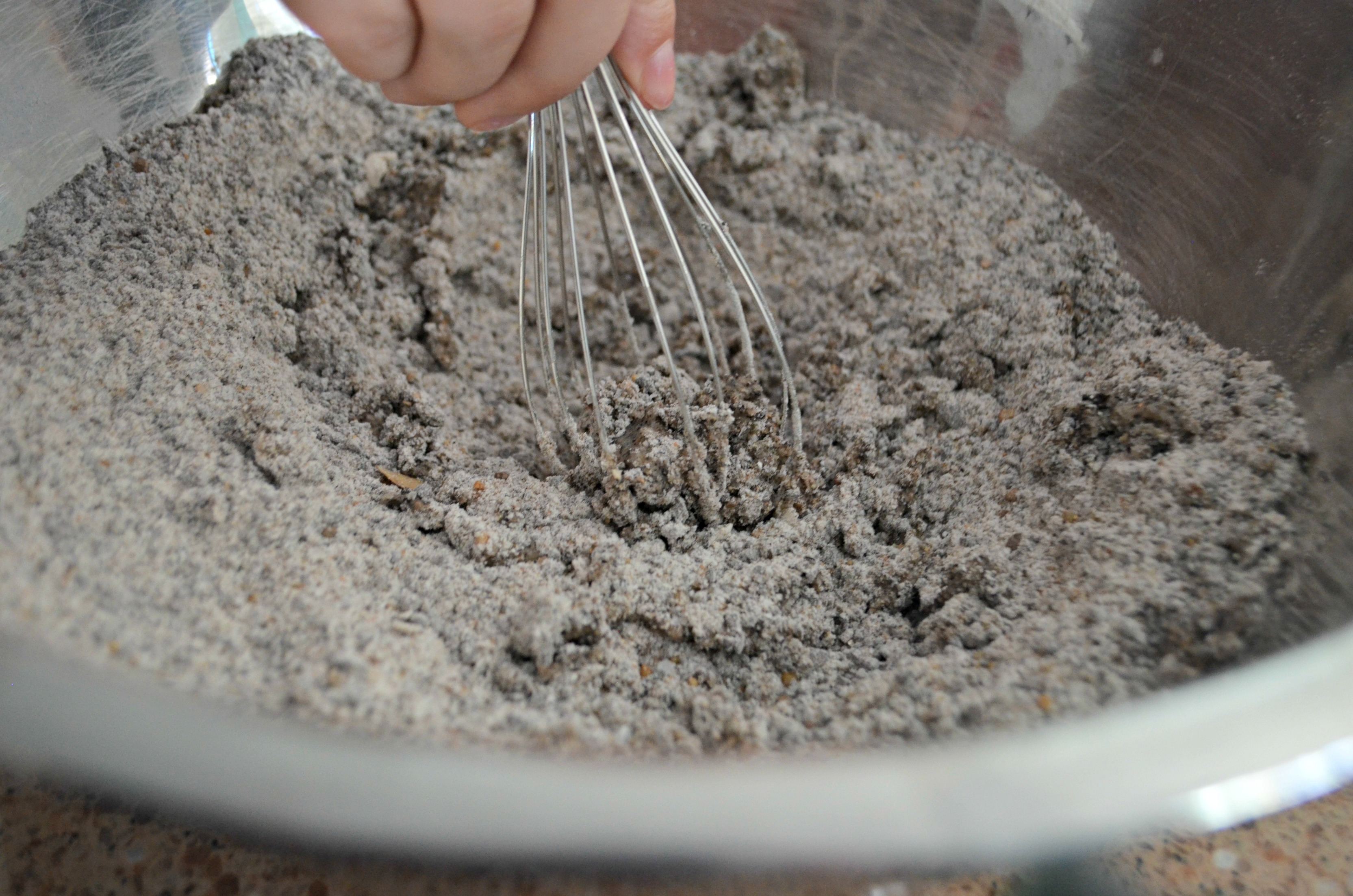 Mixing the ingredients for DIY dinosaur eggs 