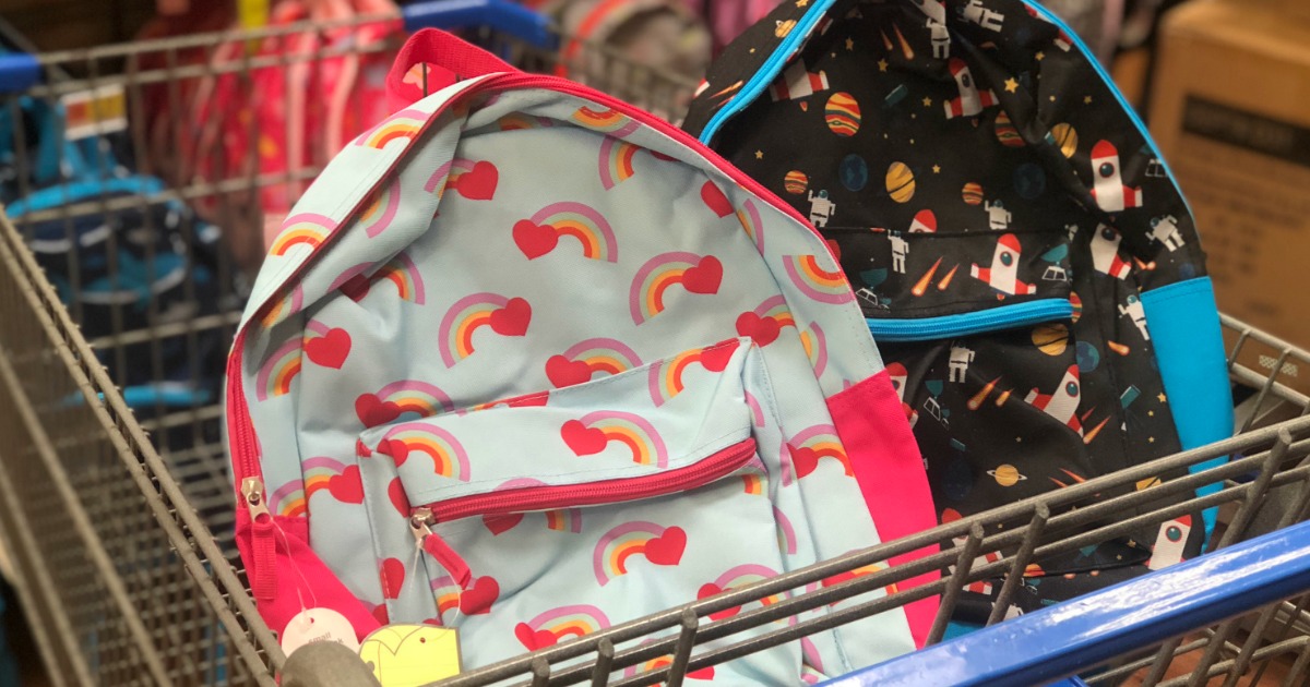 back-to-school deals at office depot, walgreens, walmart, and more – backpacks in a cart