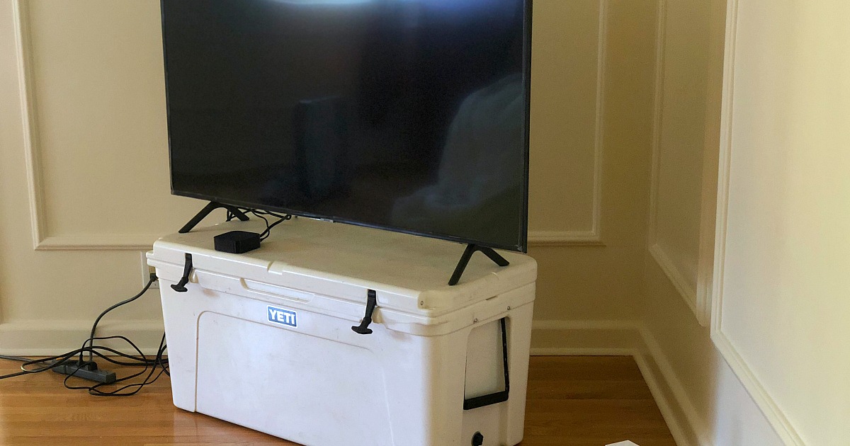 How moving made us feel grateful while having less – tv on top of yeti cooler as a makeshift tv stand