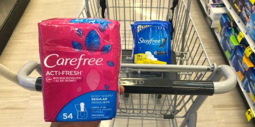 Carefree 54-Count Liners & Stayfree 18-Count Pads Just 65¢ Each After Rewards at Rite Aid