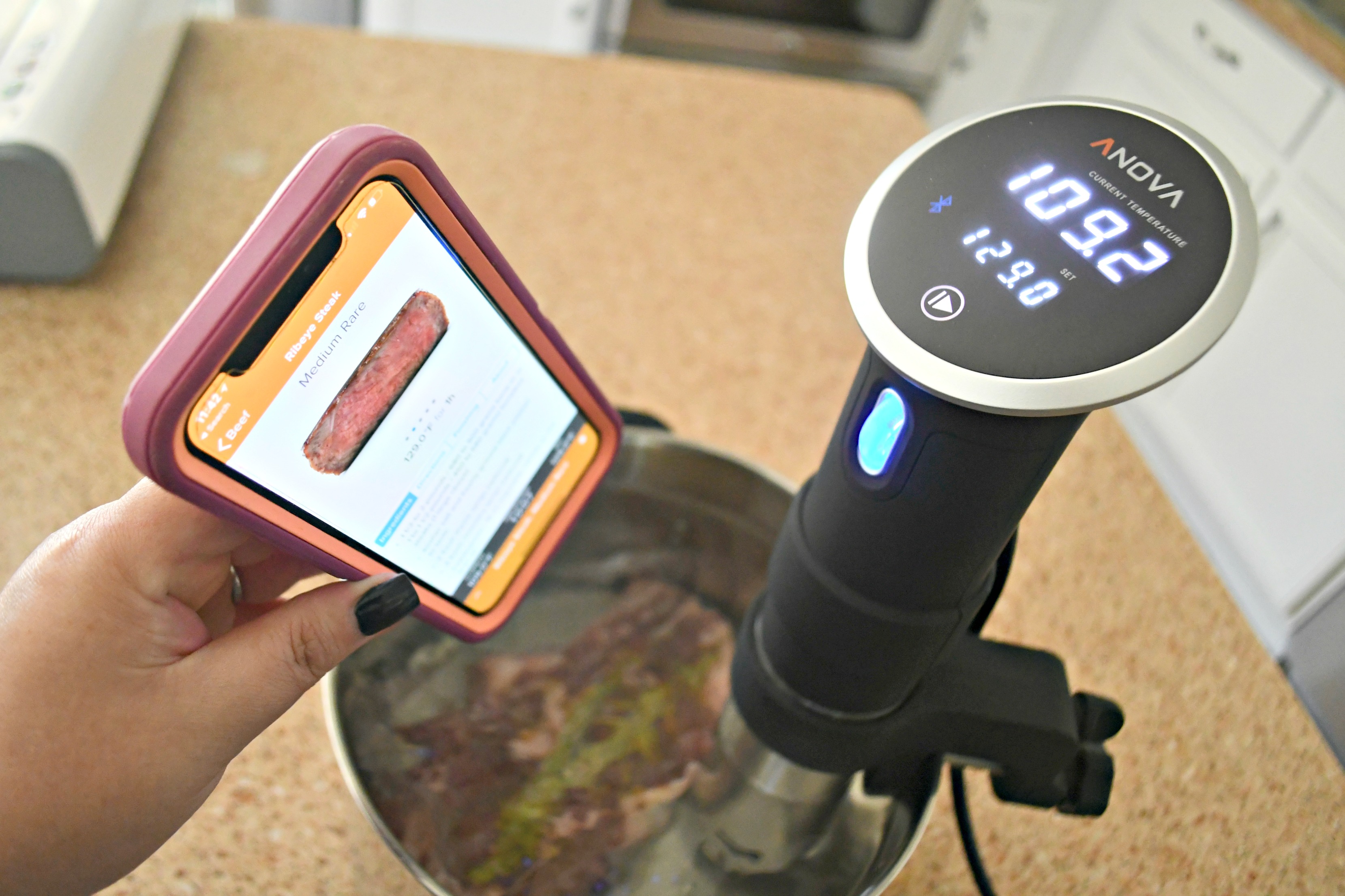 Make the Best Steak Using the Sous Vide method! Pictured here with the Sous Vide app