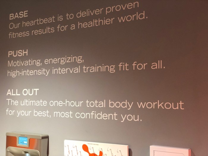 The affirmation wall at the Orange Theory Fitness free class.