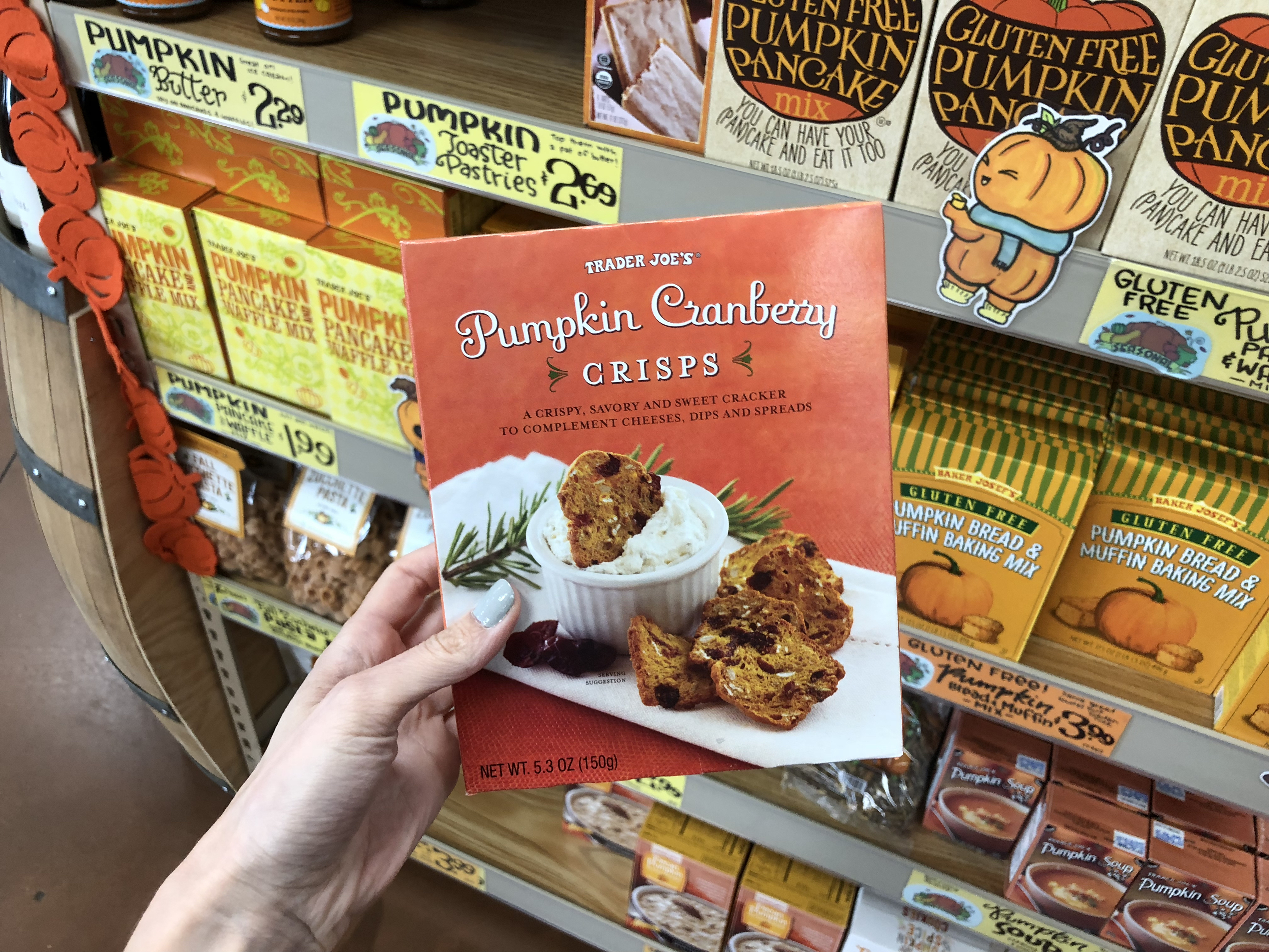 Deals on Trader Joe's Pumpkin items – Pumpkin Cranberry Crisps at Trader Joe's