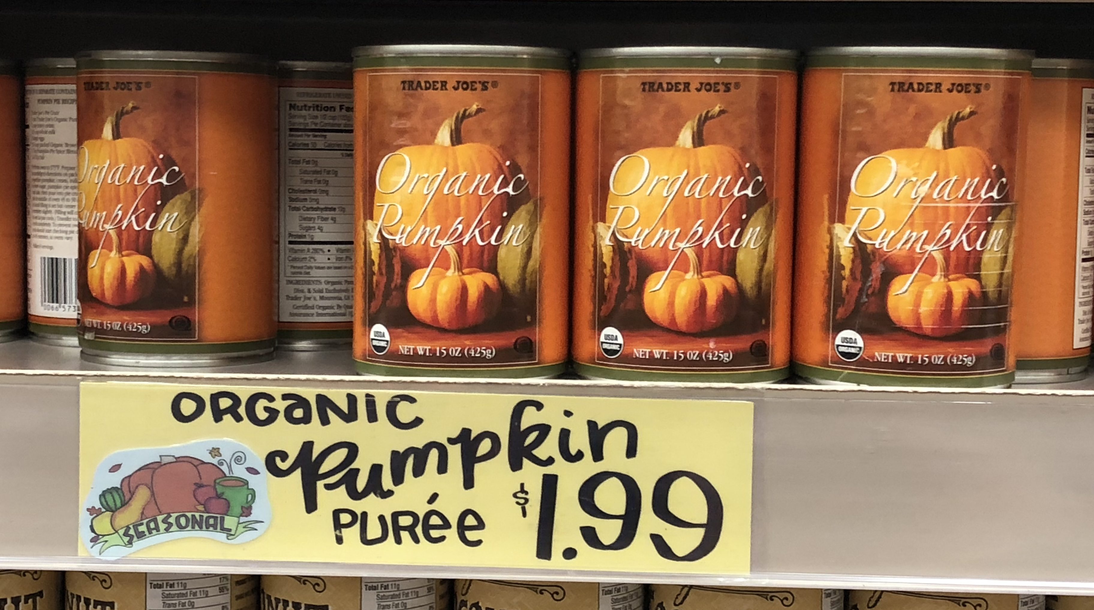 Deals on Trader Joe's Pumpkin items – Pumpkin Puree at Trader Joe's