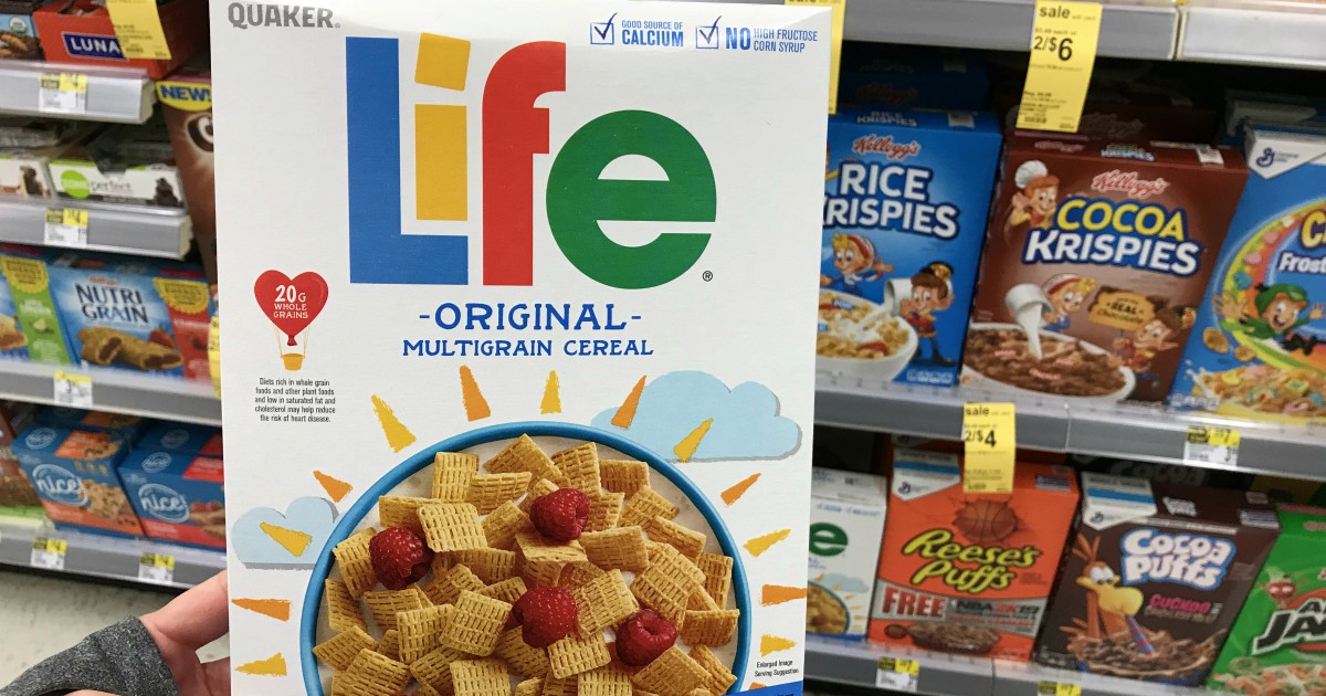 life cereal in front of shelf