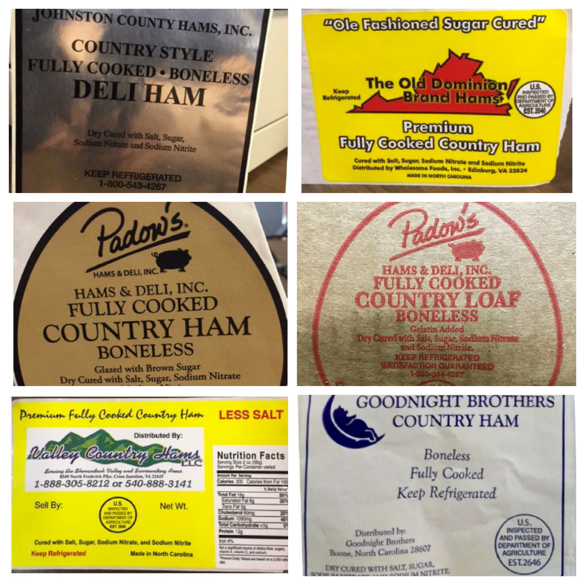 Ham products recalled due to listeria outbreak – Ham recall package labels