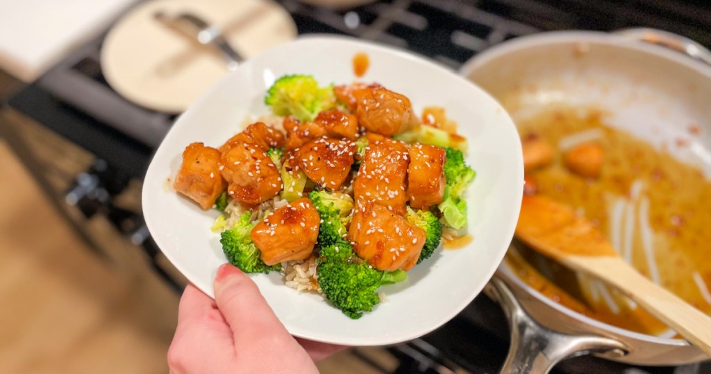 honey butter chicken on a plate