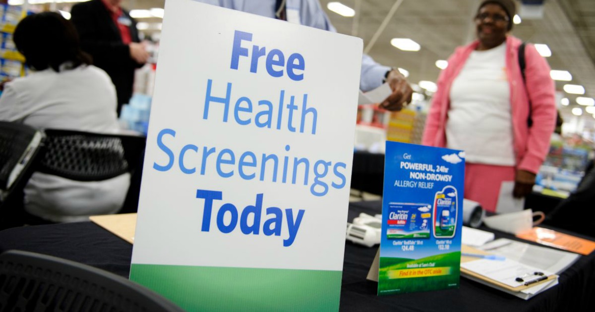 Sam's Club Health Screening sign