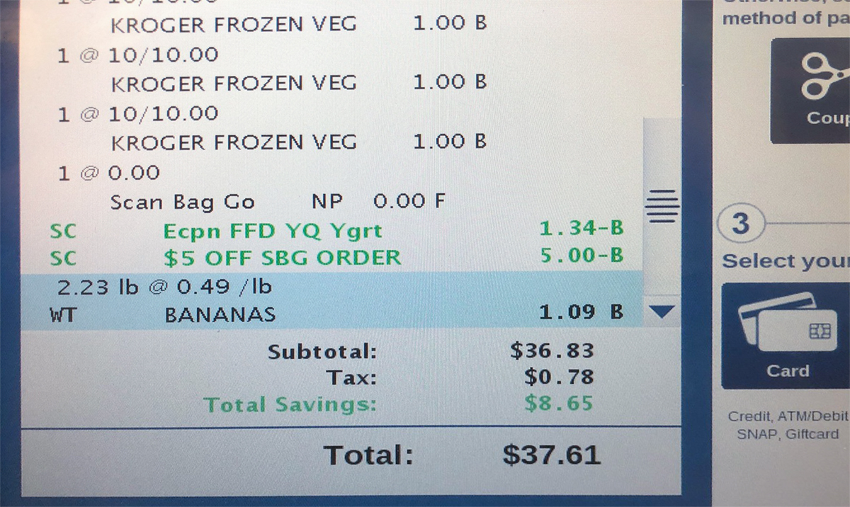 kroger scan bag go program – checkout screen